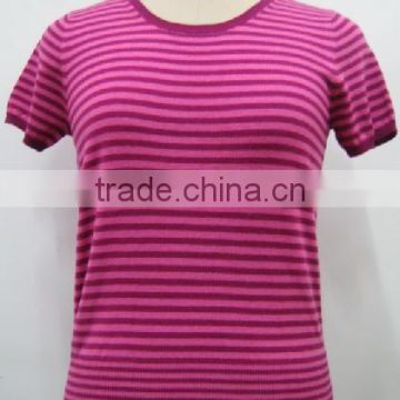 wool woman design of hand made striped pullover knit sweater