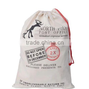 Hot selling popular stock cotton drawstring christmas gift bag