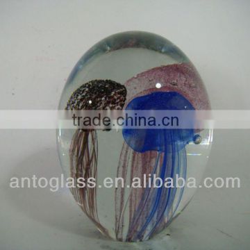 handmade glass paperweight,jellfish ball