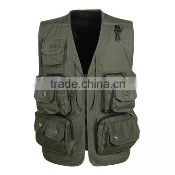 2015 Summer New Multi-pockets Vest Photography Travel Vest Director Vest Removable Back Mesh Hutnting Vest Plus Size 3L