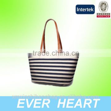 2015 fashionable canvas stripe shoulder bag with good quality
