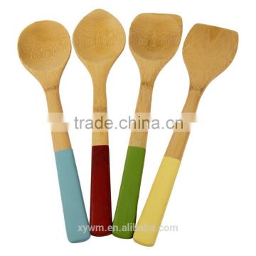 Light Bamboo Kitchen Utensil With Color Handles