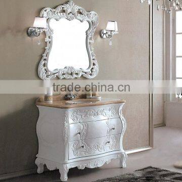 WTS3277 Luxury White Painting Bathroom Furniture mirror Style and Vanity Type hotel furniture