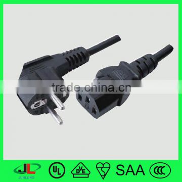 3 cores 10A 250V Europe ac power cord with 2 round pins plug
