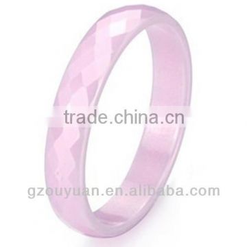 Fashion Men and Women Pink Ceramic Wedding Band Ring, Facted Pink Ceramic Ring