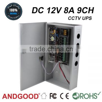 12v 8A 9ch DC cctv system power suppy with battery back up