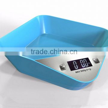 5KGx1g Polygon Digital Kitchen Food Scale Electronic Weighting Scales Food Balance Steelyard Green Silver Blue
