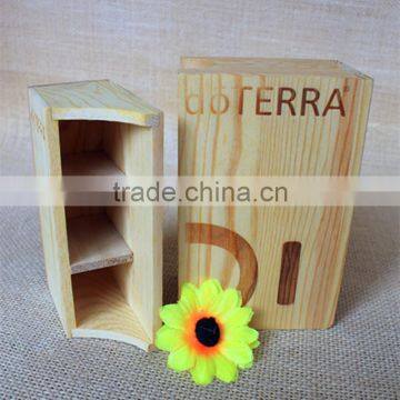 High quality new design handmade customized unfinished wooden essential oil bottle box with empressed logo