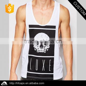 White Screen Printed Muscle Tank Top Wholesale