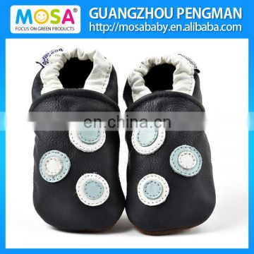 Infant Boy Genuine Leather Soft Sole Dark Blue Dot Shoes Size 0-4 Years