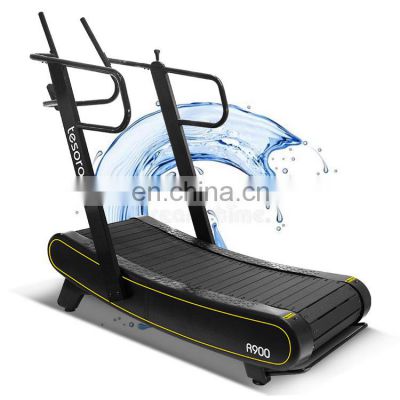 commercial self-powered non-motorized curved treadmill manual and slim gym running machine