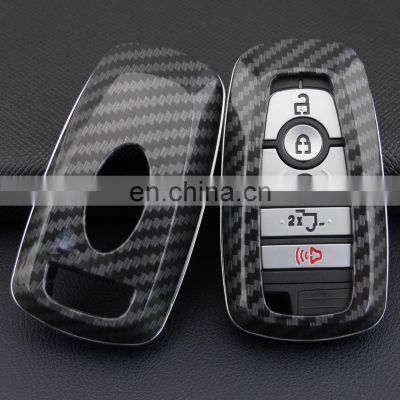 Keyless Black Glossy Carbon Fiber Remote Key Shell Cover for Ford Explorer Mustang Ecosport Lincoln Smart Key Casing