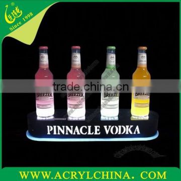 acrylic LED Four Bottle Glorifier/PMMA bottle tray/perspex wine display stand