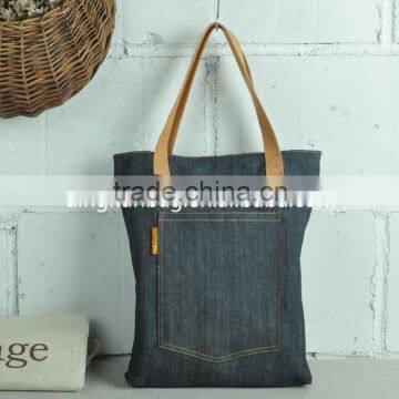 2015 promotion denim shopping bag, tote bag