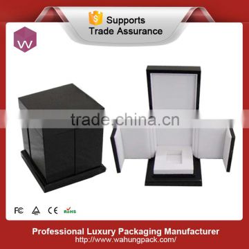 luxury black wooden foldable perfume packaging box design (WH-0536)