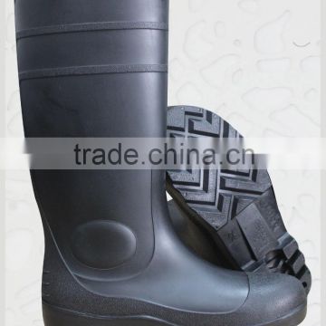 Black Safety PVC rain boots with steel toe,industrial rain boots