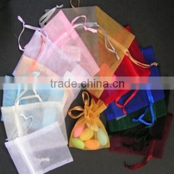 Popular organza bag with logo ribbon for gifts packing