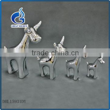 christmas gifts silver ceramic standing reindeer figurines for kids