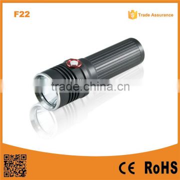 F22 high brightness rechargeable wide range aluminum led tactical flashlight hunting