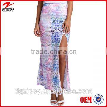 2014 Latest-skirt-design-pictures Sublimation Printing Long Maxi skirt