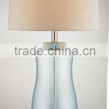 2015 light green glass guest room table lamp with metal base
