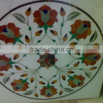 flower inlay table top Home interior decor inlay, beautiful flower shape mosaic medallion marble table tops
