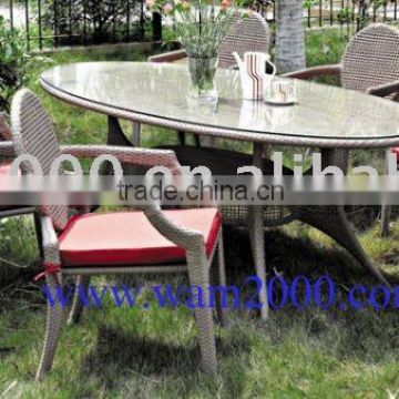 Aluminium PE wicker dining table and chairs