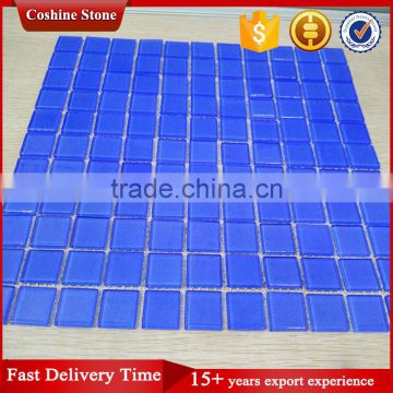 Export crystal pure light blue square glass mosaic tiles