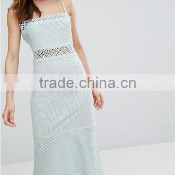 Club Sexy Summer Dress Fishnet Mesh Lace Fishtail Elegant Midi Dresses For Women Clothes
