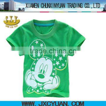 green children printing t shirts with cartoon printing