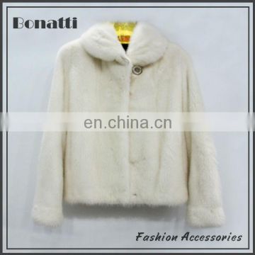 High quality lady's white mink fur coat