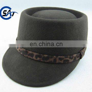 Unisex New style Brown wool flat cap with Grosgrain band