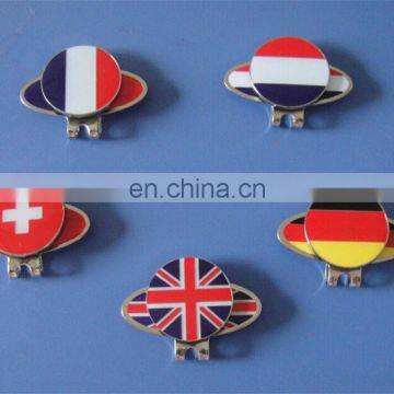 country flag colors enamel magnetic ball marker and hat clip sets