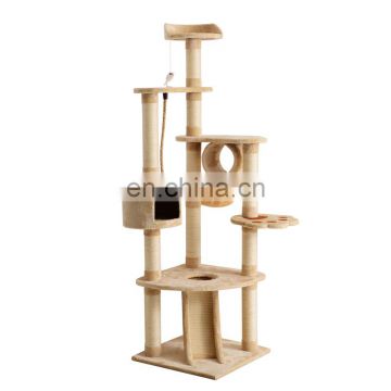 Amazing! Eco-frinedly cat climbing tree frame sisal scratching posts cat nest all in one for cat claws grinding