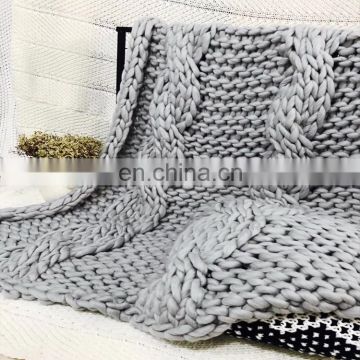 wholesale giant merino chunky knit 100%wool blanket