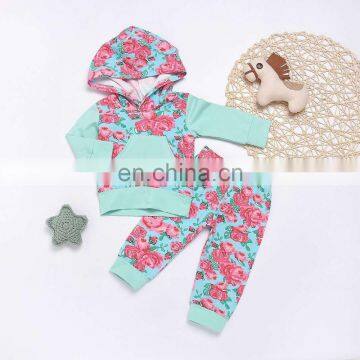 Bulk Wholesale bebe clothing sets Designer Little floral hooded sweatsuit