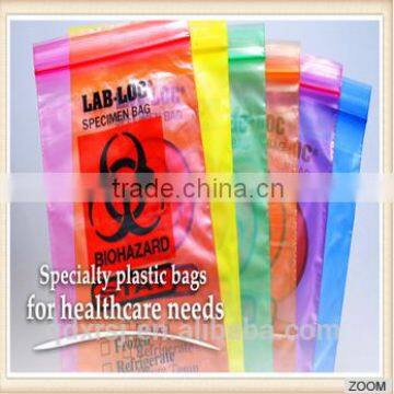 LDPE Colored Ziplock Specimen Bags for Hospital Use