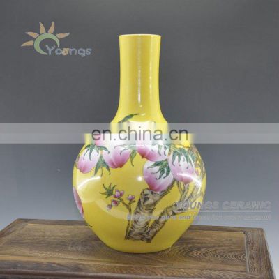 Jingdezhen Antique hand painted porcelain Yellow PEACH vases