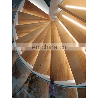 modular LED ornamental indoor steel wood spiral staircase small space