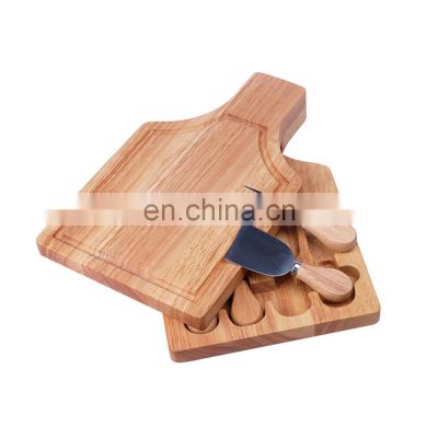 Wholesale Rubble Wood Cheese Serving Board With 4 Knives Set Kitchen Cutting Board for Fruits