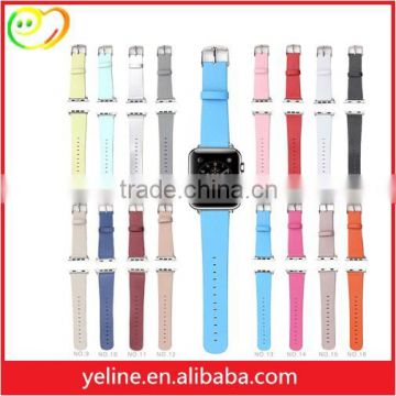 16 color genuine leather watch band with metal watch-buttom for apple watch