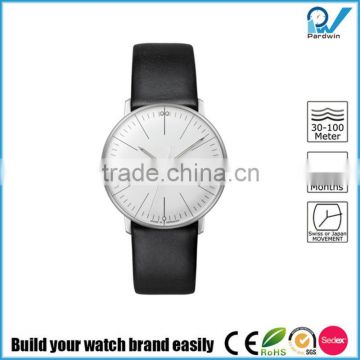 Germany design 316L stainless steel case genuine leather strap curved sapphire glass minimalist watch