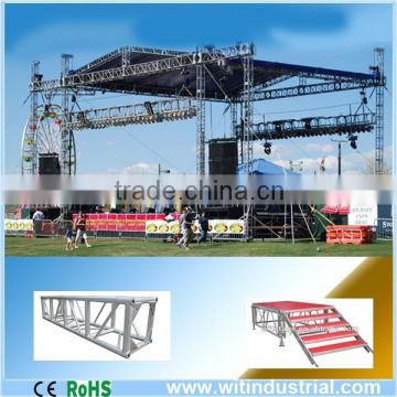 6 pillars outdoor aluminum truss stage roof with sond wings