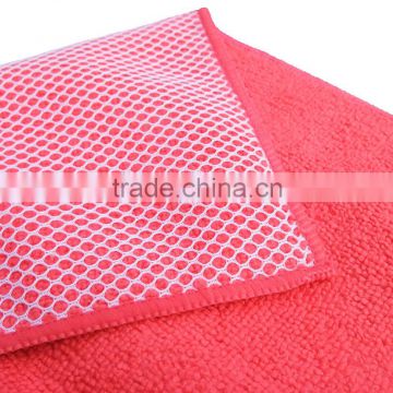 Microfiber dish cloth with polyester mesh cloth