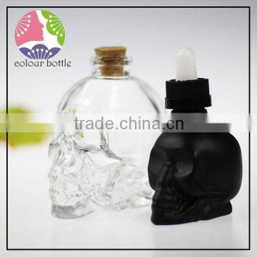 30ml skull glass bottle with childproof cap for e liquid50ml skull shape glass bottle 15ml/30ml/50ml e liquid glass dropper bott