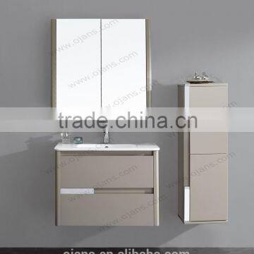 800mm vanity with ceramic basin, accessed with Mirror Cabinet and side cabinet, chrome decorative cube