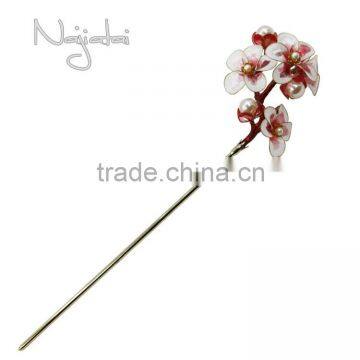 Japanese Rudy Crystal Flower Metal Hair Stick