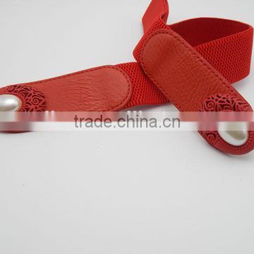 pearl accessories belt for lady strethc fiber elastic rayon PU belt making machine factory wholesale