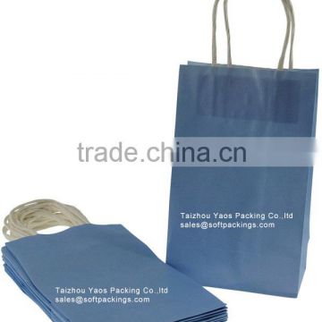 fancy design colored kraft paper bag, custom printed paper carrier bag, take away kraft paper packaging bag with square bottom