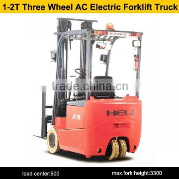 China brand HELI 1-2t CPD10S three wheel AC electric forklift truck